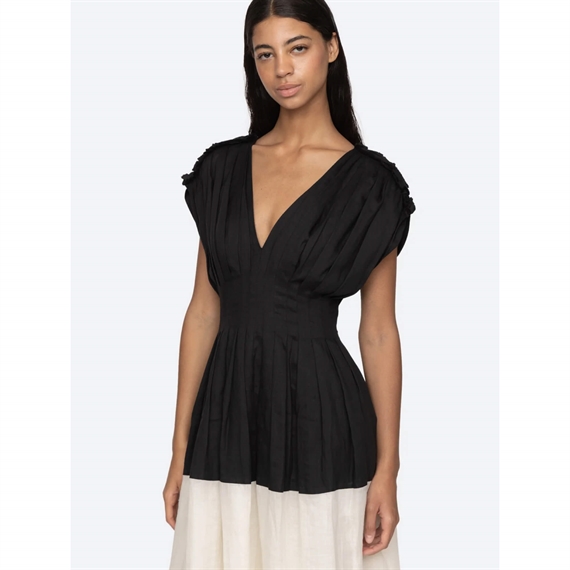 Sea New York NICOLA Ramie Tank Midi Kjole, Sort/Hvid